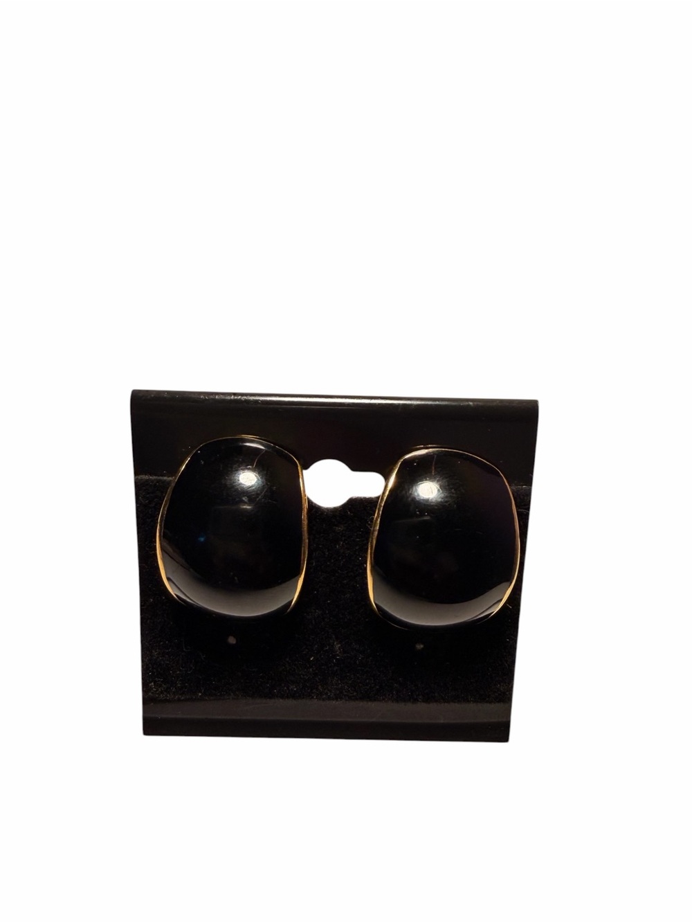 Classic Black Dome Clip Earrings